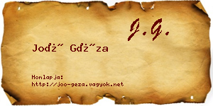 Joó Géza névjegykártya
